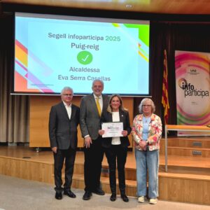 L’Ajuntament de Puig-reig revalida el Segell Infoparticipa i assoleix la seva millor puntuació amb un 98,15%