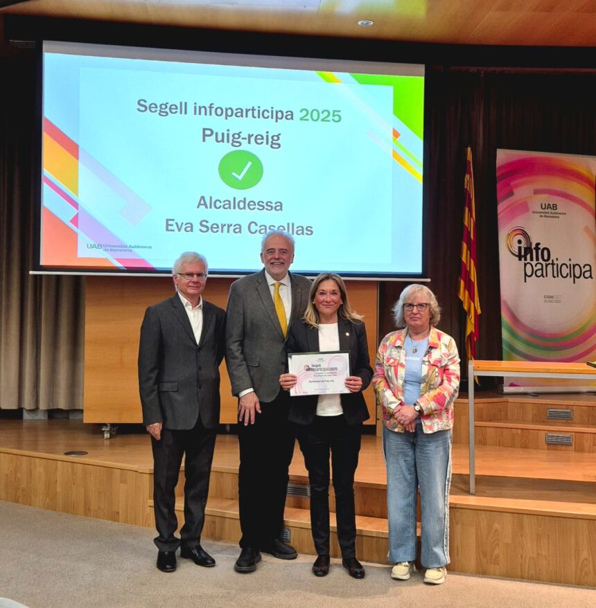 L’Ajuntament de Puig-reig revalida el Segell Infoparticipa i assoleix la seva millor puntuació amb un 98,15%