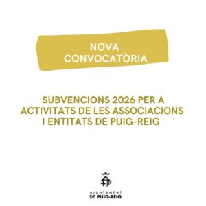 CONVOCATÔRIA (Post de Instagram (Cuadrado)) Oberta la convocatòria de subvencions per a entitats i associacions de Puig-reig per a l’any 2026