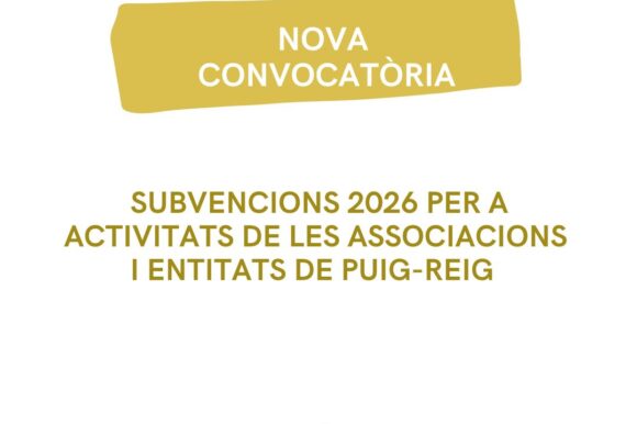 CONVOCATÔRIA (Post de Instagram (Cuadrado)) Oberta la convocatòria de subvencions per a entitats i associacions de Puig-reig per a l’any 2026