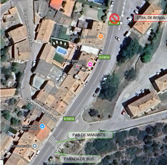 456 El pas de vianants i la parada de bus situats de la carretera de Berga de Cal Marçal queden fora de servei temporalment
