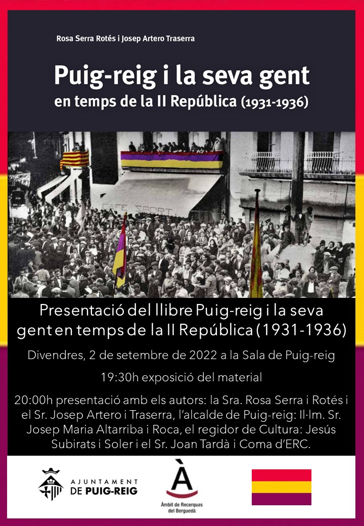 Presentació del llibre Puig-reig i la seva gent en temps de la II República (1931-1936)