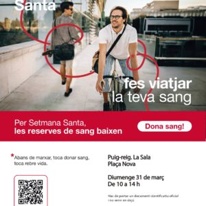 El Banc de Sang programa una campanya de donació de sang el 31 de març a Puig-reig