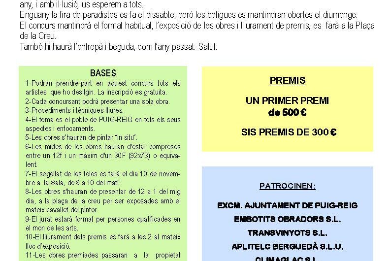 BASES XLV CONCURS de PINTURA RÀPIDA · 10 de novembre de 2024 · Fira de Sant Martí