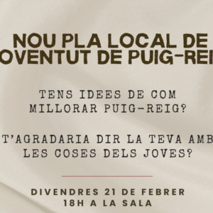 Jornada per treballar el nou pla local de joventut de Puig-reig