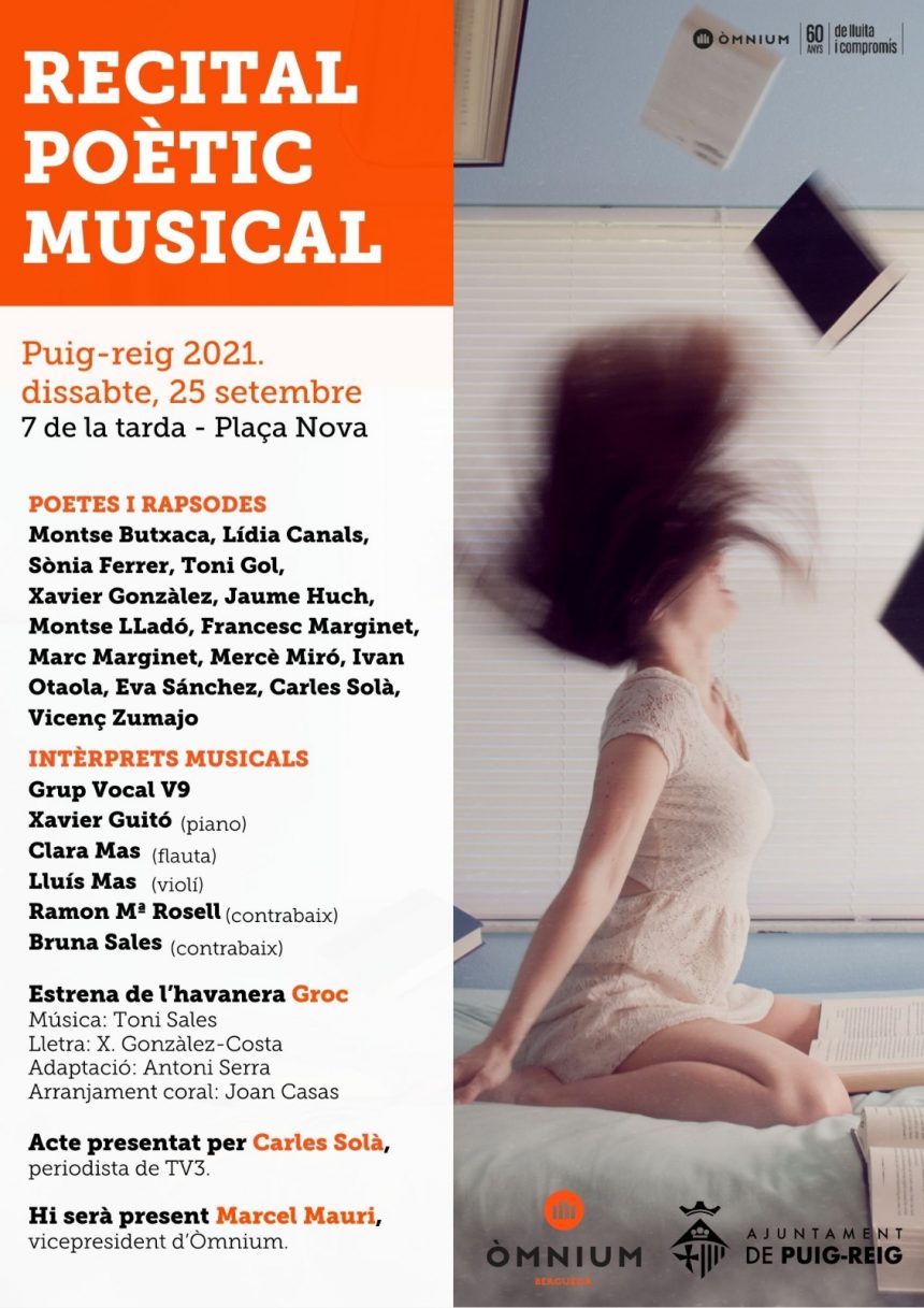 Puig-reig acollirà el recital poètico-musical per commemorar el 60è aniversari d’Òmnium Cultural a nivell nacional