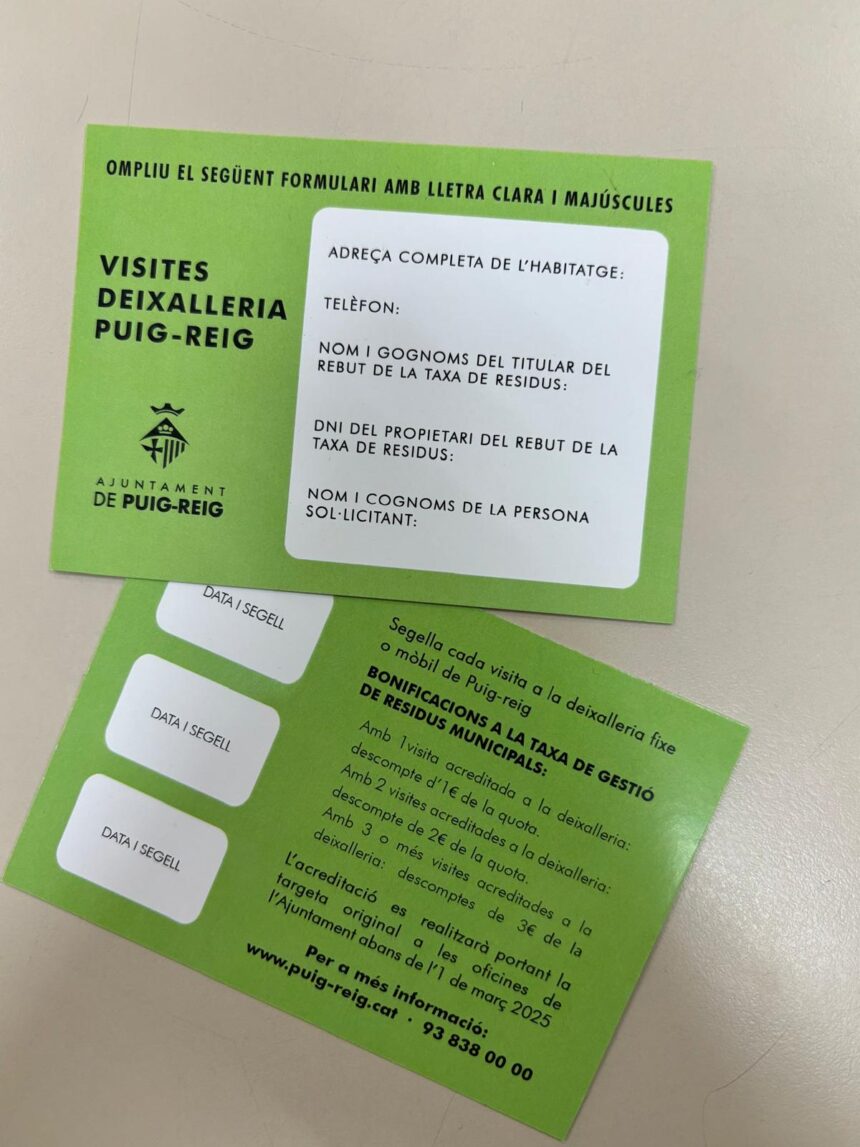 Visita la deixalleria i aconsegueix la bonificació de la taxa de gestió de residus municipals.