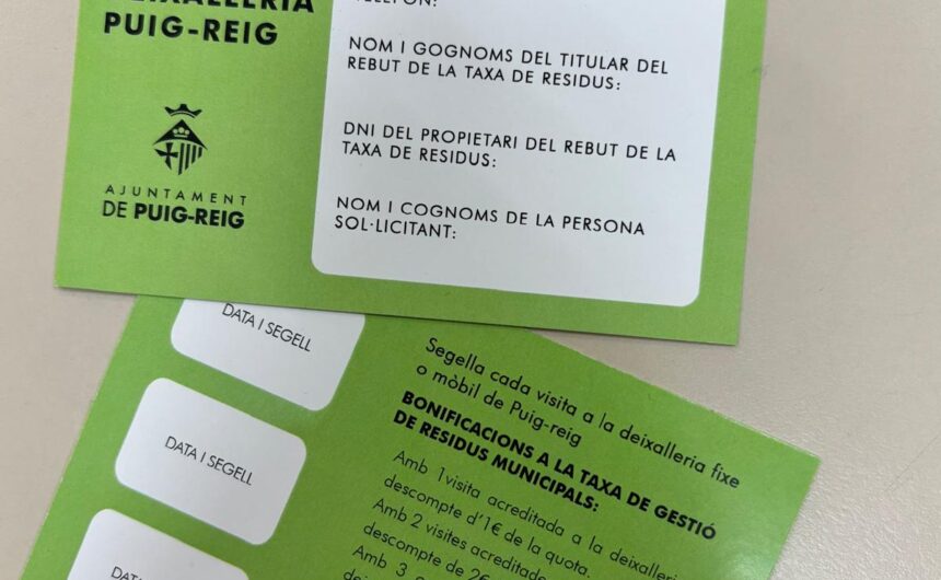 Visita la deixalleria i aconsegueix la bonificació de la taxa de gestió de residus municipals.